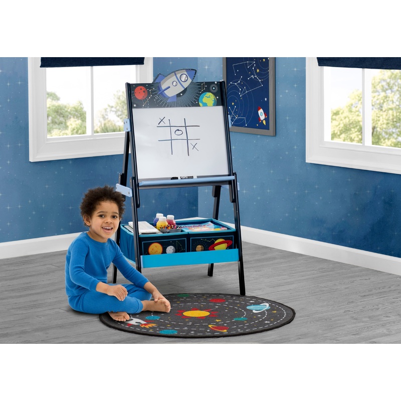 Outer Space Round Area Rug for Kids, 39-Inch