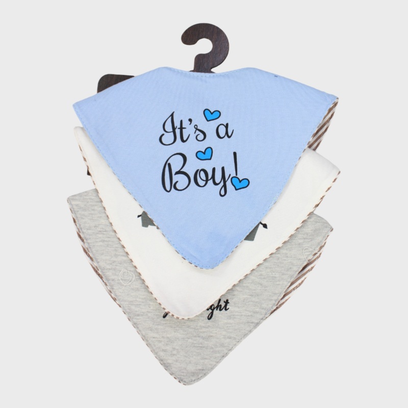 BABY Boys Cotton Bib Set  “Oh Baby, Its a Boy” (Pack of 3, Scarf Style)