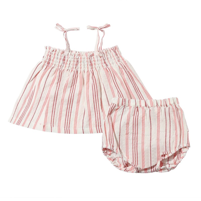 Bianca Smocked Set – Red & Pink Stripe