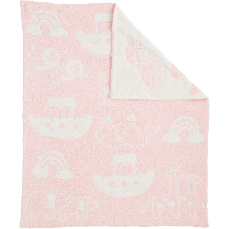 Mud Pie Pink Noahs Ark Chenille Blanket
