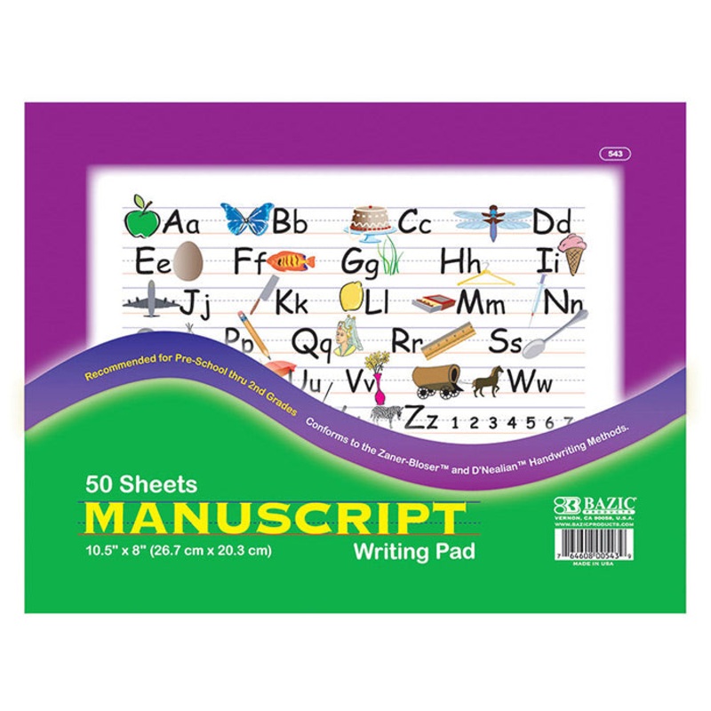 BAZIC 50 Ct. 10.5″ X 8″ Manuscript Writing Pad