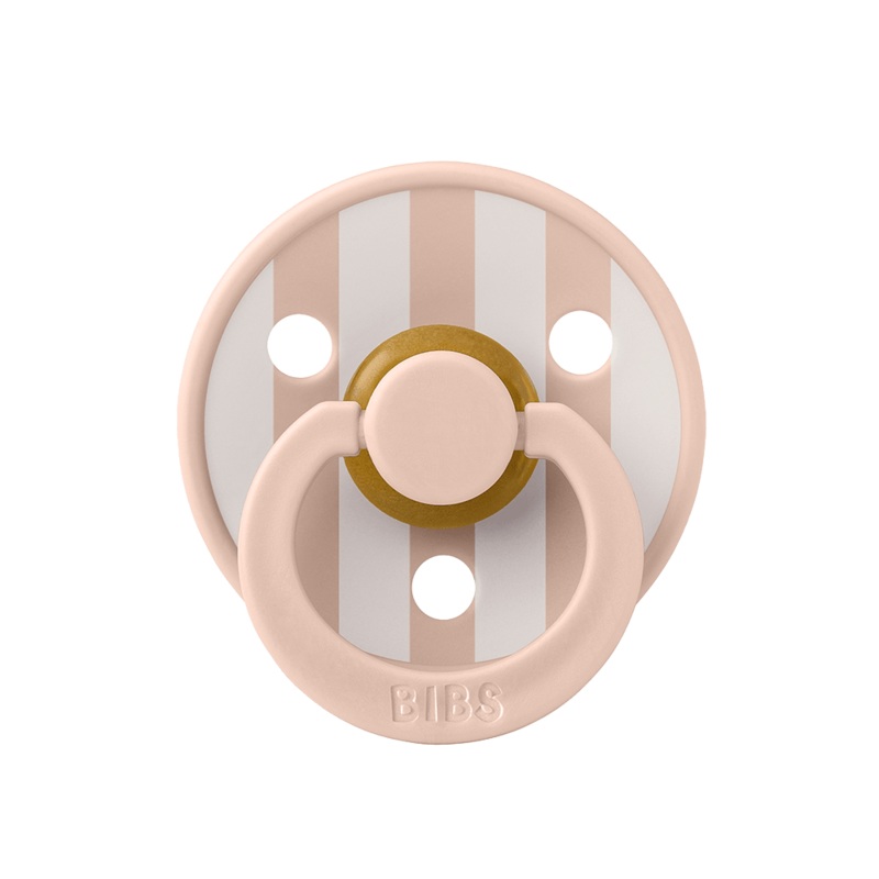 BIBS Studio Color Block Round Latex Pacifier – Size 1  Blush/Ivory