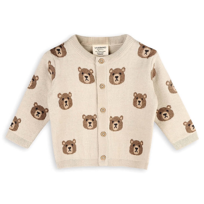 Brown Bear Jacquard Cardigan