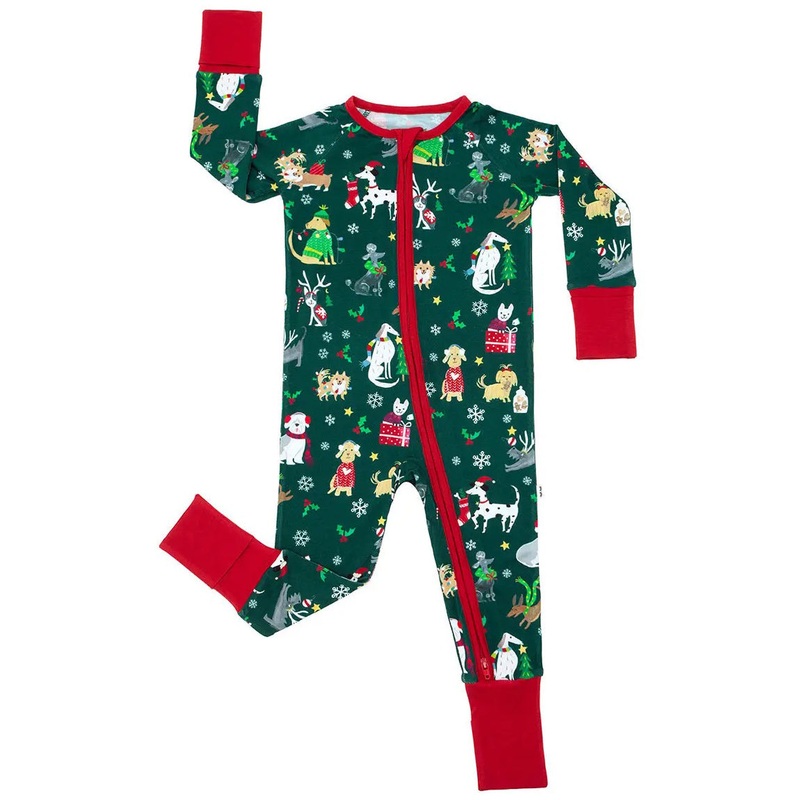 Little Sleepies Bamboo Viscose Zippy – Holiday Hounds, 3 – 6 months