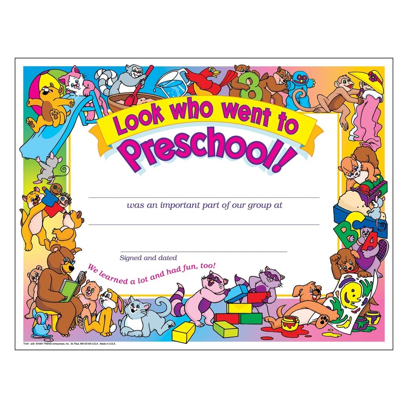 Look who went to Preschool! PK-K Certificates & Diplomas