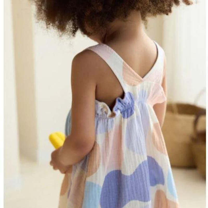 Petite Revery – Muslin Tank Dress – Cloudy Seashells