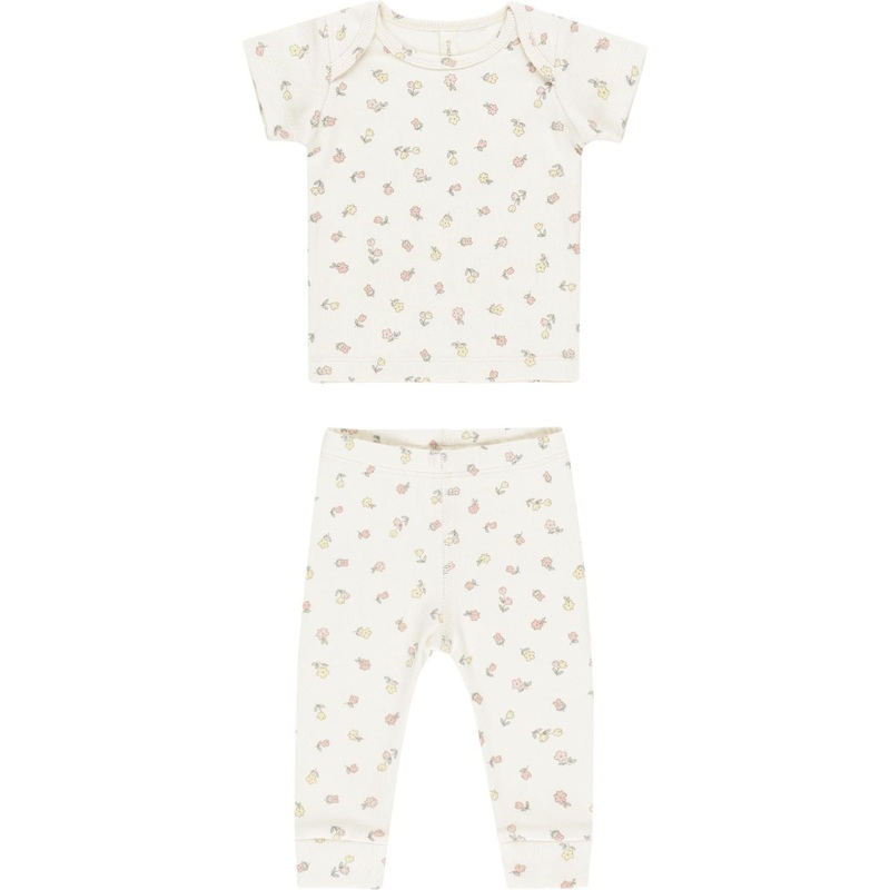 Quincy Mae Ribbed Short Sleeve Tee + Legging Set || Fleur