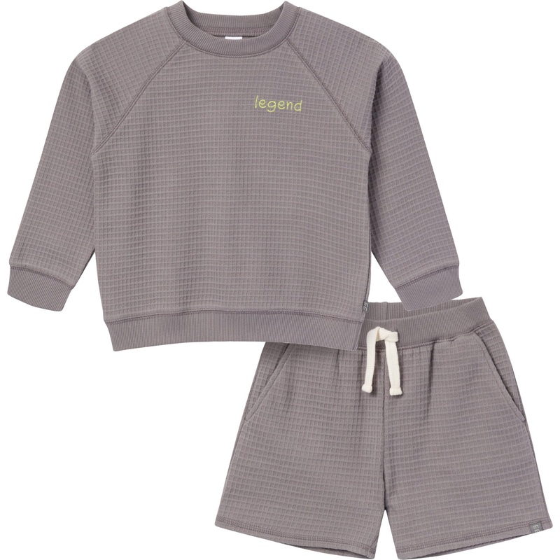 2-Piece Infant & Toddler Boys Grey Long Sleeve Top and Shorts Set