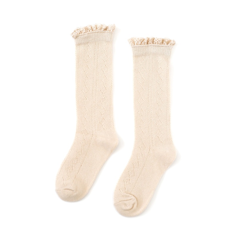 Fancy Lace Top Knee High Socks – Vanilla