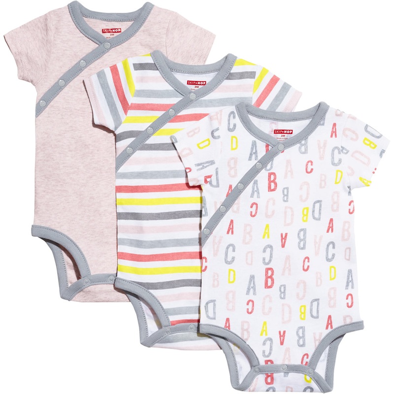 Skip Hop ABC-123 Short Sleeve Bodysuit Set, 3-Pack – Pink (9 Months)