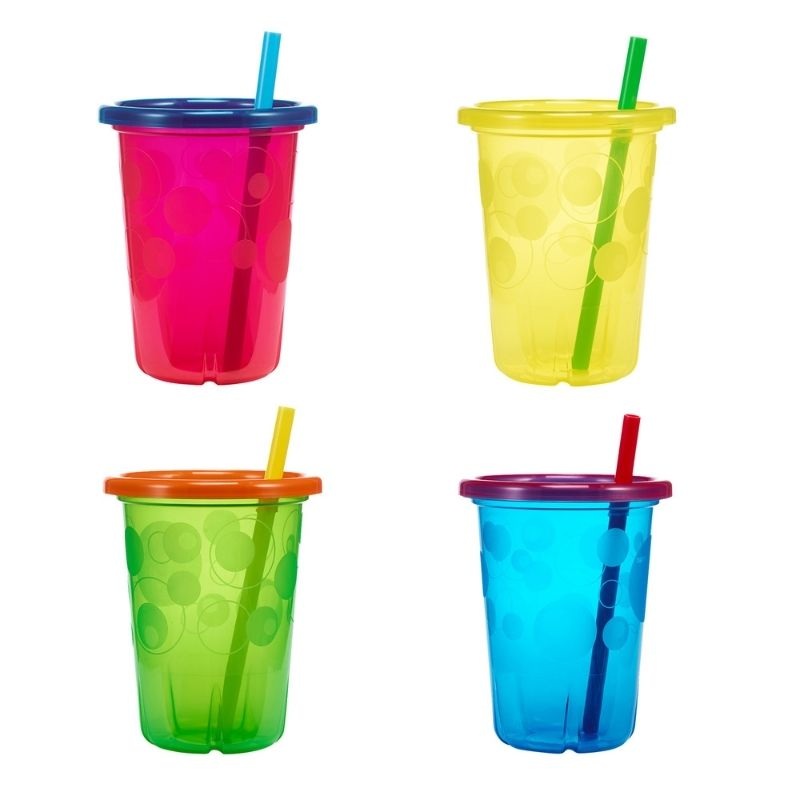 Take and Toss 10 oz Spill Proof Straw Cups – 4 Pack