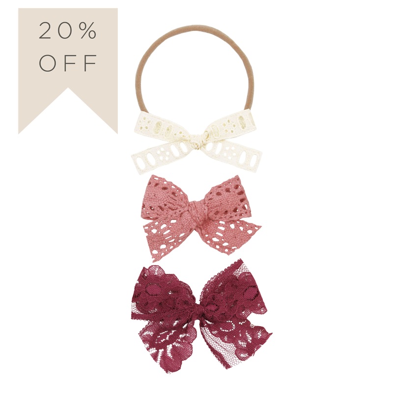 Lace Bow 3 Pack – Berry Crochet Headbands