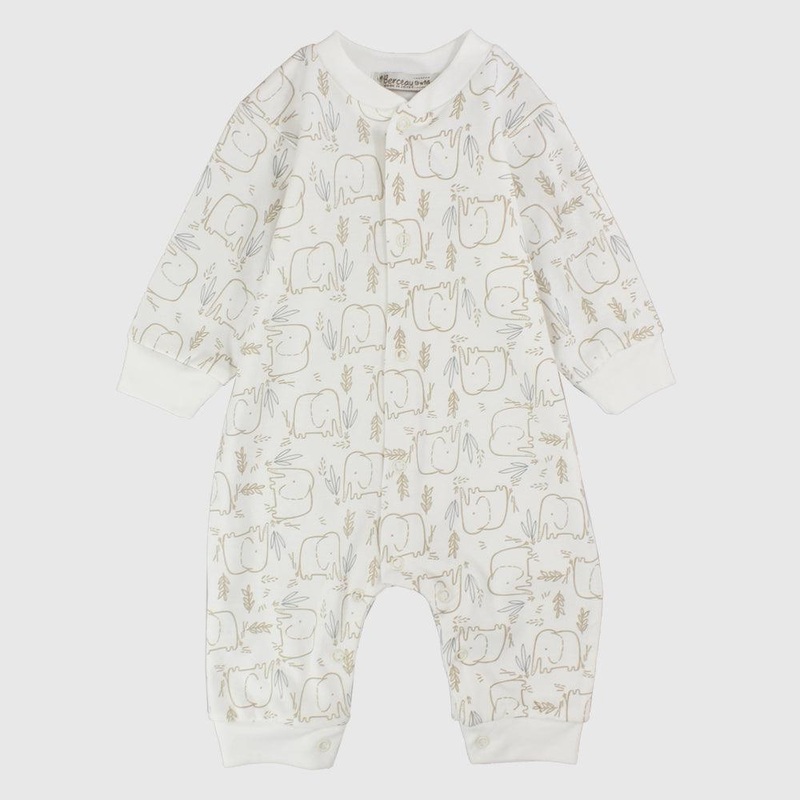 Sleepy Elephant Long-Sleeved Footless Onesie