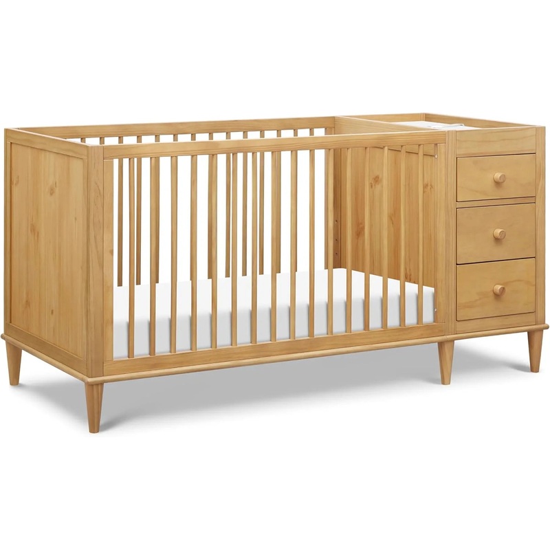 Marley Convertible 3-in-1 Crib and Changer Combo – Honey