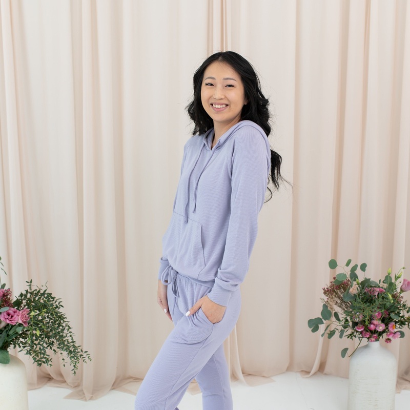 Women’s Ribbed Hoodie in Taro