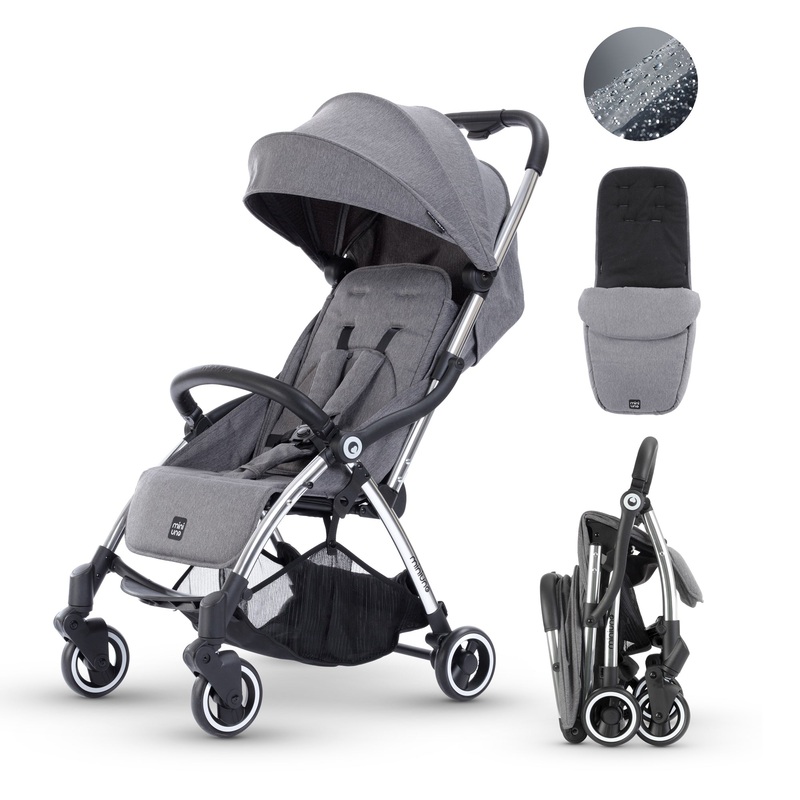 MiniUno TouchFold Stroller  Grey Herringbone