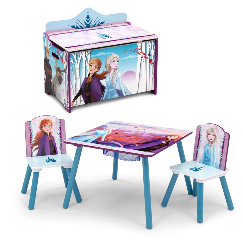 Frozen 4-Piece Playroom Set – Includes Table with 2 Chairs and Deluxe Toy Box