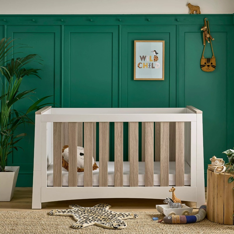 CuddleCo – Ada Cot Bed – White & Ash