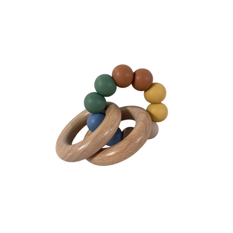 LouLou Lollipop Silicone And Wood Teether, Modern Primary Multi