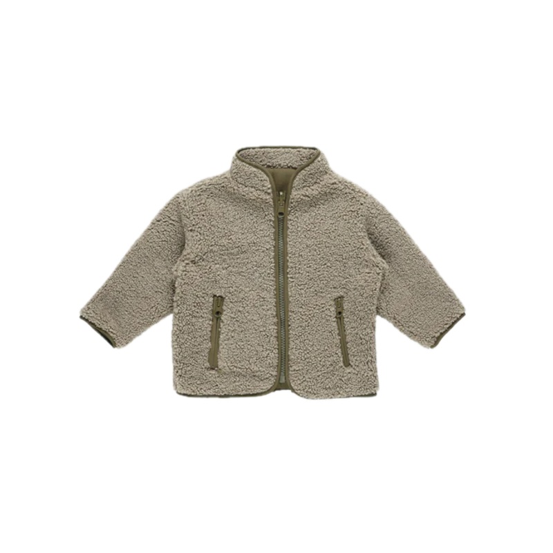 Quincy Mae Shearling Zip Jacket – Olive