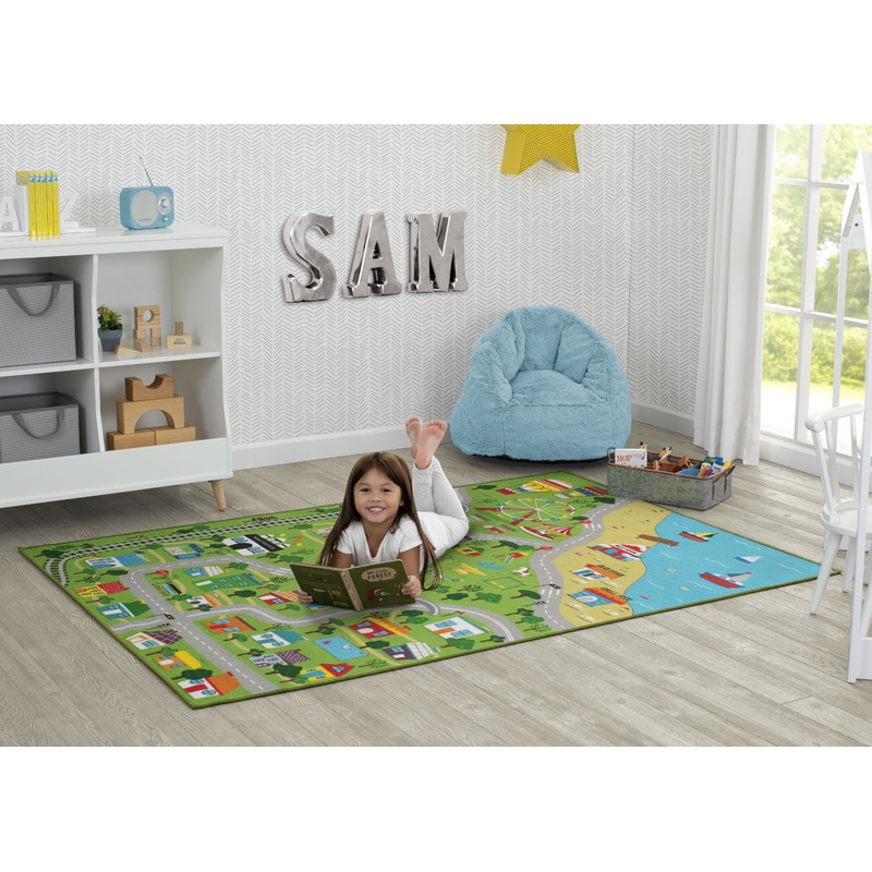 Extra Large Road Map Activity Rug for Girls and Boys – 78-inch L x 54-inch W