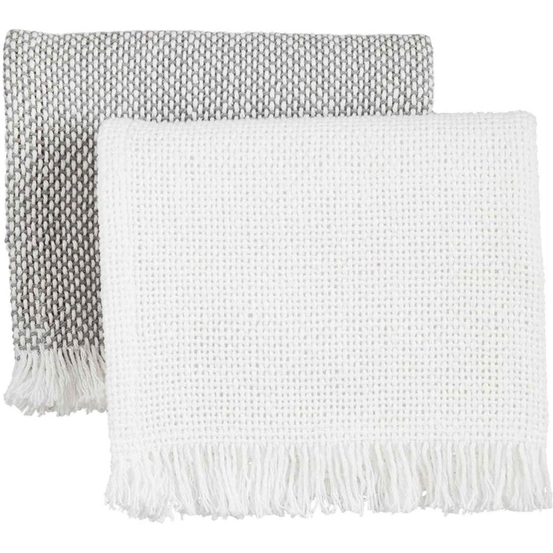 Mud Pie White Woven Towel Set