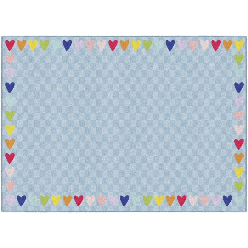 Blue With Rainbow Hearts Border Rug By Schoolgirl Style