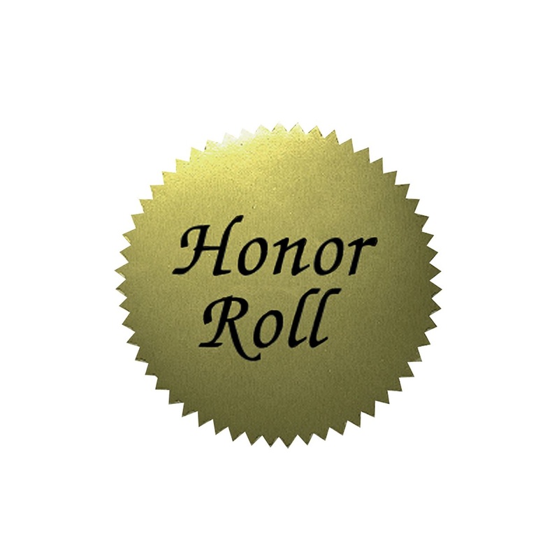 Honor Roll Gold Certificate Seals, 2″ – 50 Seals