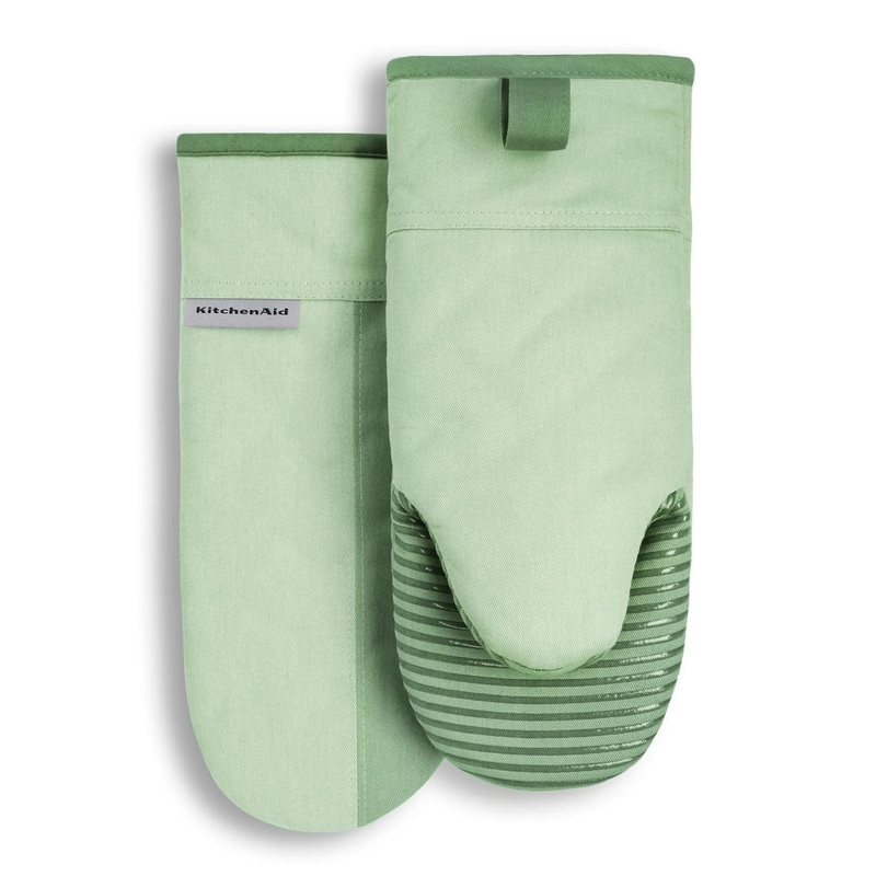 KITCHENAID Beacon Two-Tone Oven Mitt 2-Pack Set, Pistachio/Graphite Green, 5.75″x13″ (See Description)