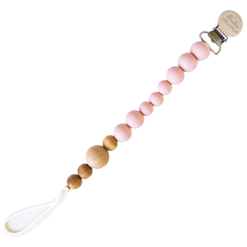 Loulou Lollipop Colorblock Wood + Silicone Soother Holder – Tea Rose