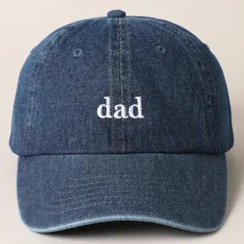 Father’s Day Gift Dad Text Embroidered Denim Cap DARK DENIM  ONE SIZE