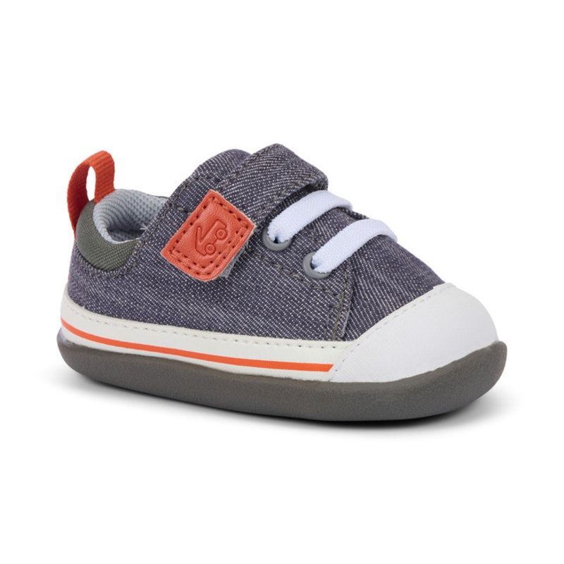 See Kai Run Stevie Mini First Walker Sneaker – Grey Denim