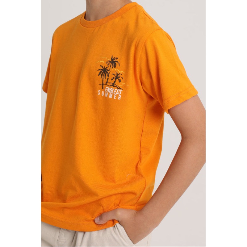 Boys Cotton T-Shirt  Orange with “Endless Summer” Design