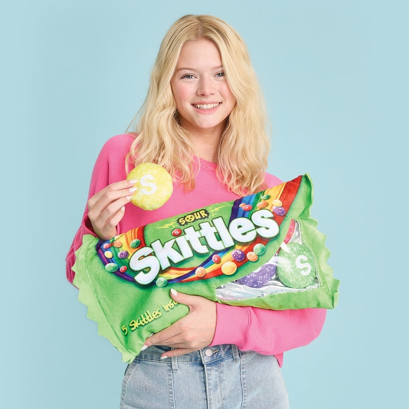 Iscream Sour Skittles Fleece Plush Pillow