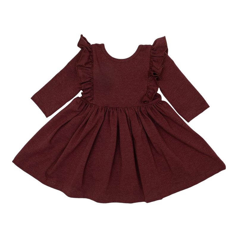 Mila & Rose Burgundy Heather Ruffle Twirl Dress