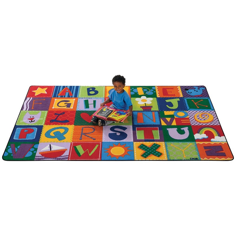 Toddler Alphabet Blocks Rug (4′ x 6′ Rectangle) (Primary Colors)