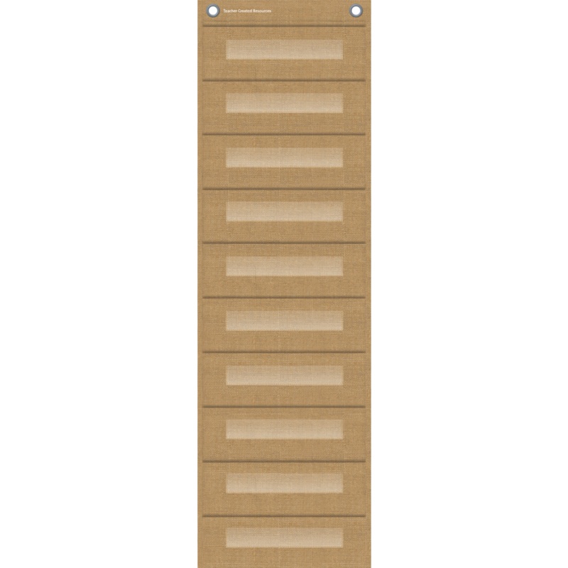Burlap 10 Pocket File Storage Pocket Chart (14″ x 58″)