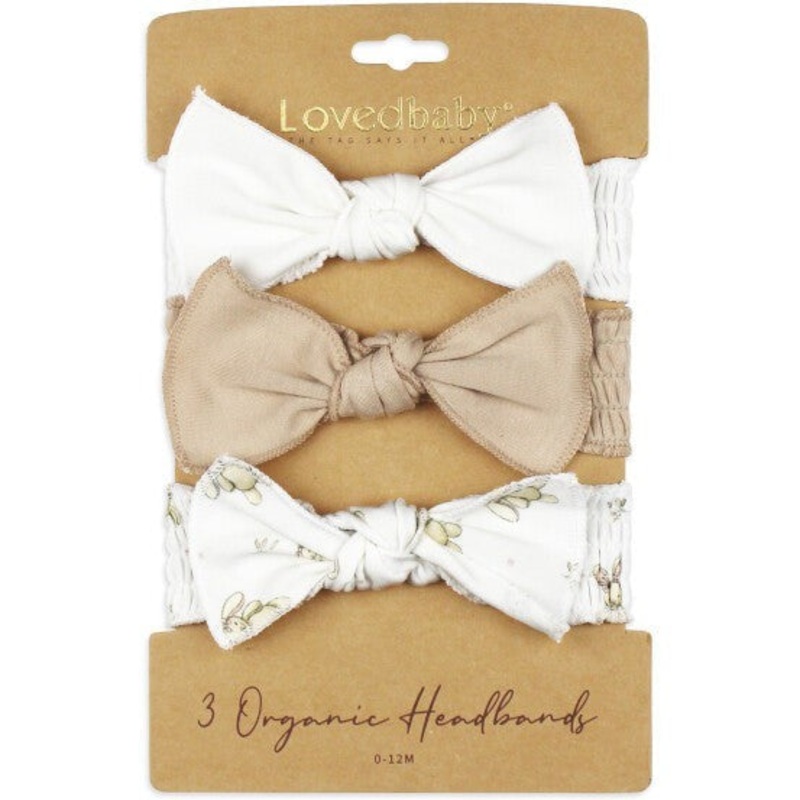 L’ovedbaby Organic Smocked Headband 3-Pack | Brixy Bunny Biscuit