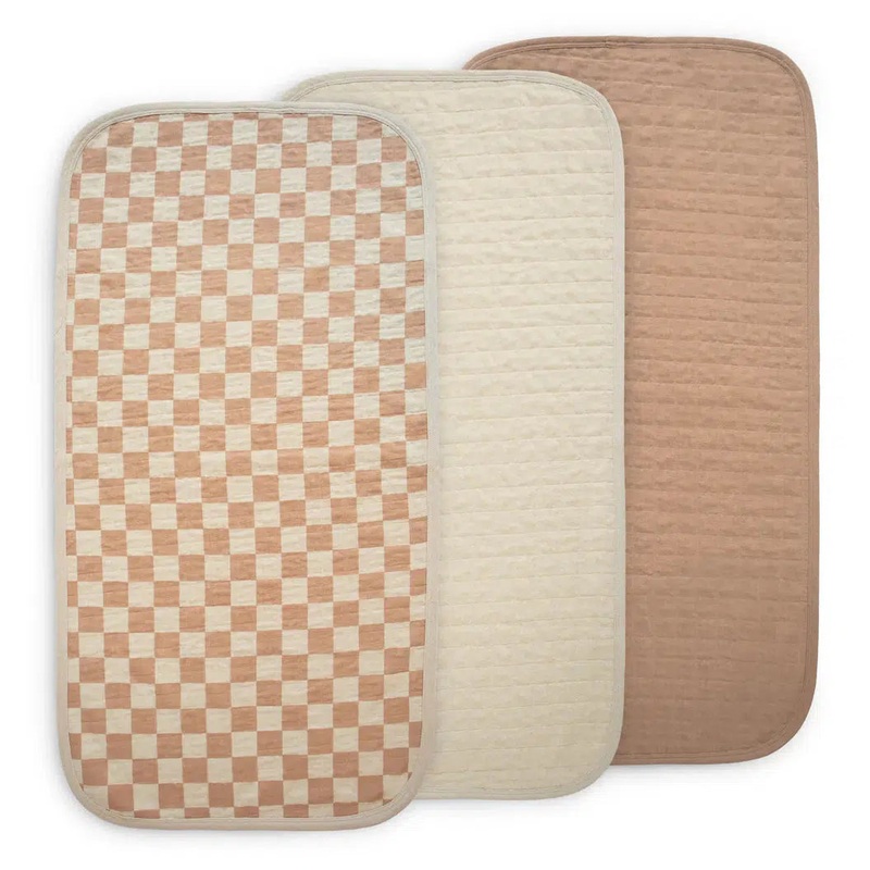 Mushie – Organic Cotton Changing Pad Liner 3-Pack – Check Combo