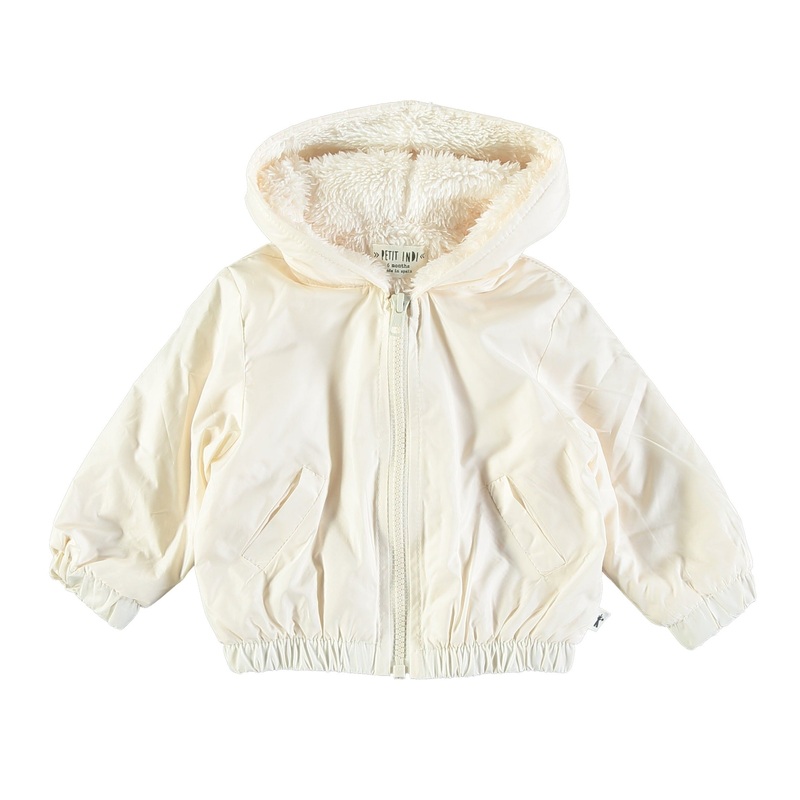 Petit Indi (Made in Spain) – Cozy Lined Zip Jacket – Cream