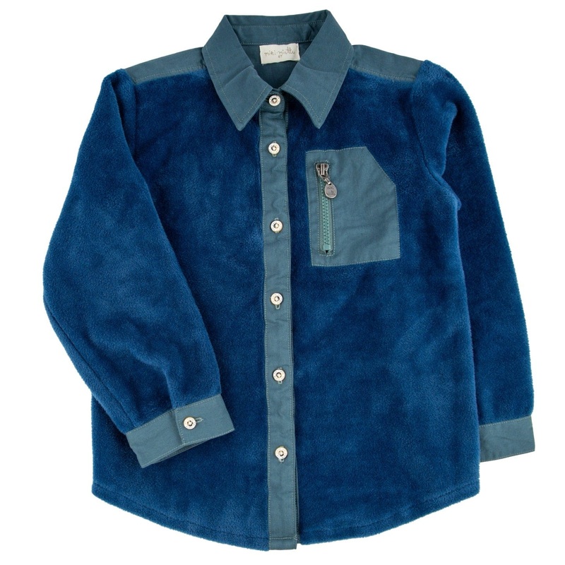 Miki Miette – Fleece Button-Down – Blue