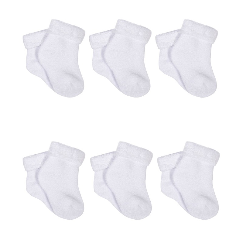 6-Pack Organic Baby Neutral White Wiggle Proof Ankle Bootie Socks