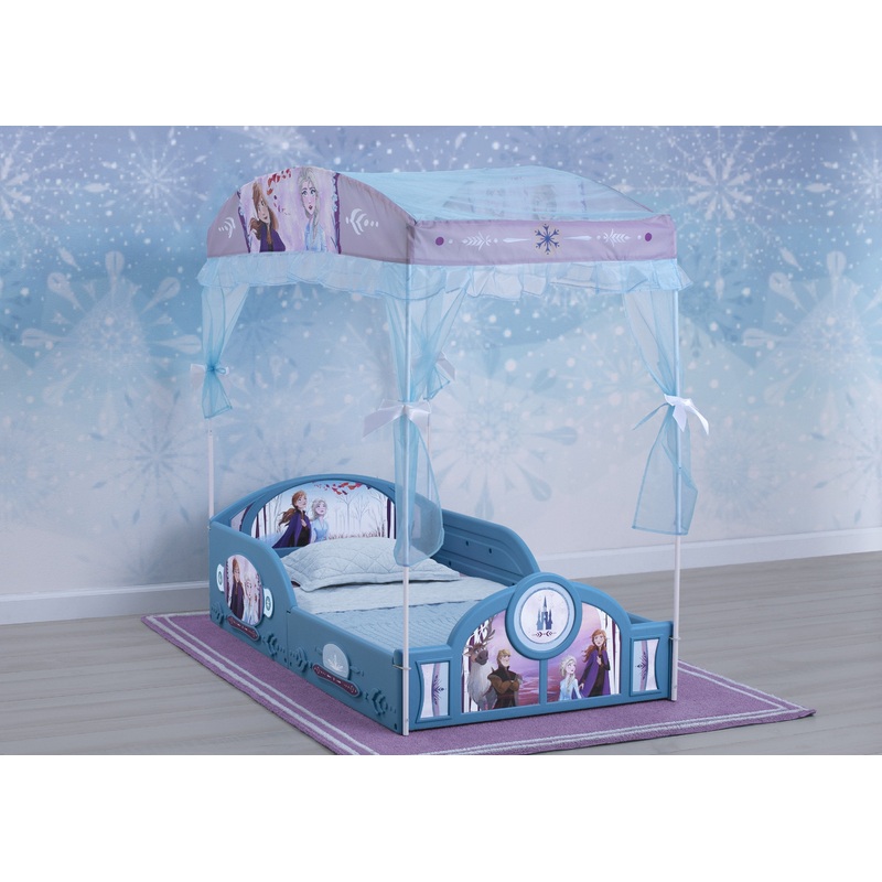 Disney Frozen II Plastic Sleep and Play Toddler Bed with Canopy by Delta Children