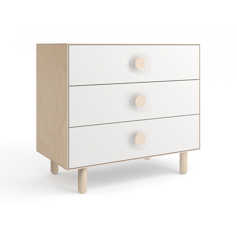 Oeuf 3 Drawer Dresser – Moss – White/Birch