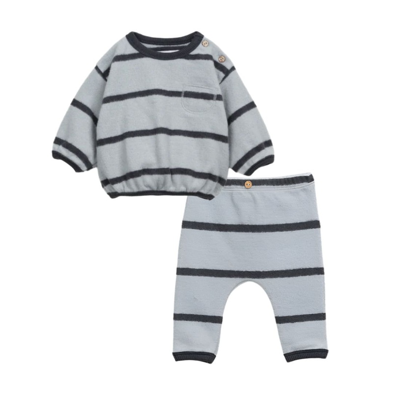 Play Up – Organic Top + Legging Set – Grey Stripes