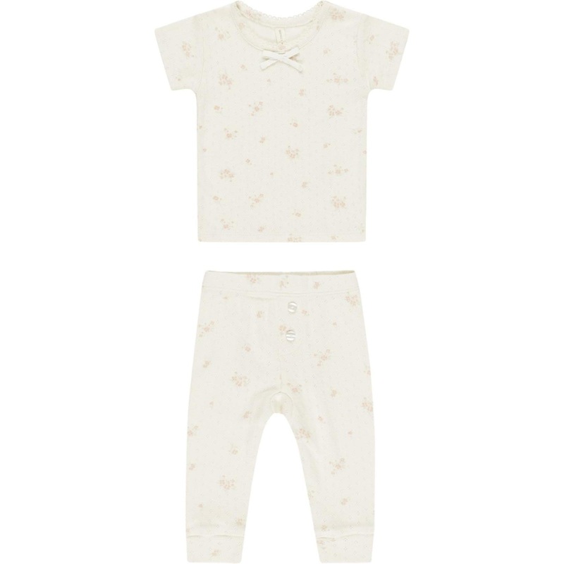 Quincy Mae Pointelle Tee + Legging || Pink Ditsy