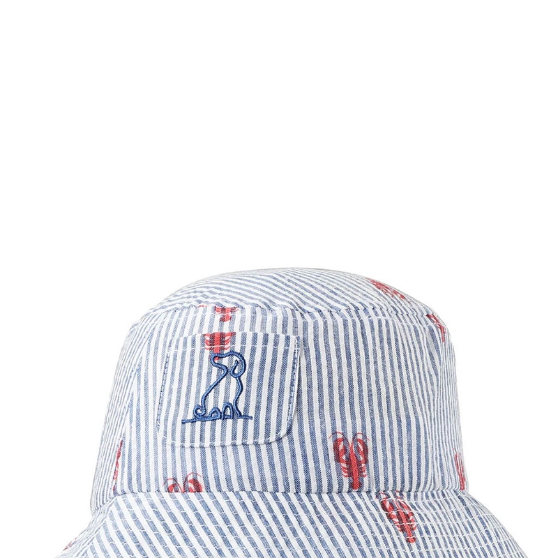 Seersucker Woven Bucket Hat Fisherman Lobster