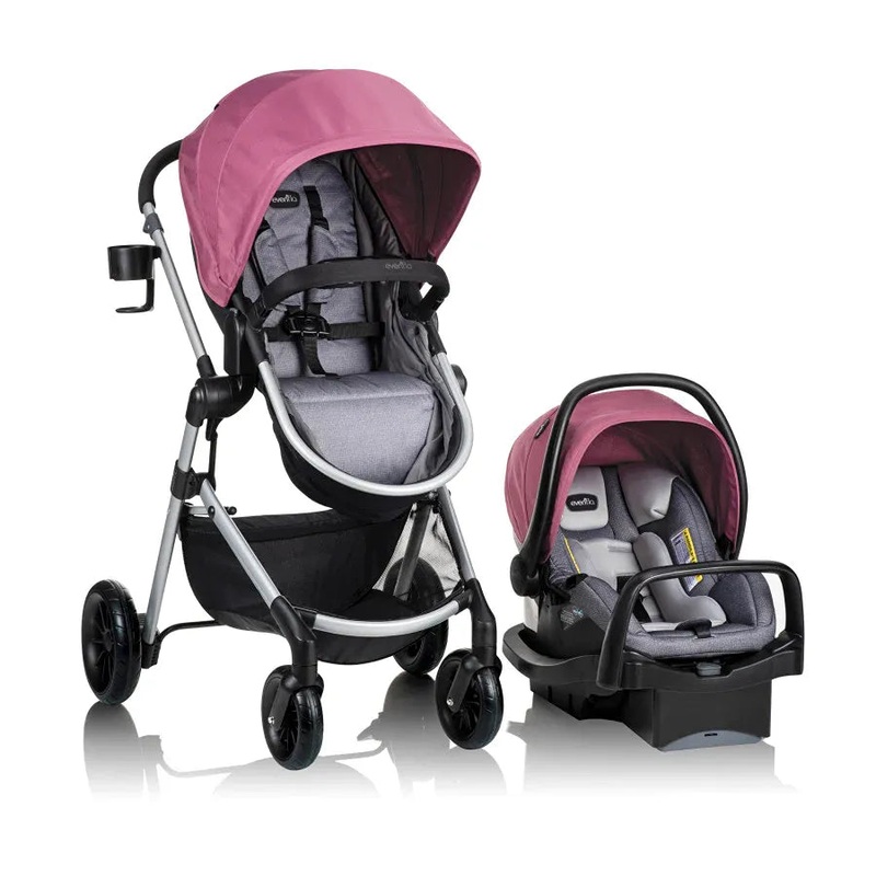 Pivot Modular Travel System With SafeMax Car Seat – Dusty Rose