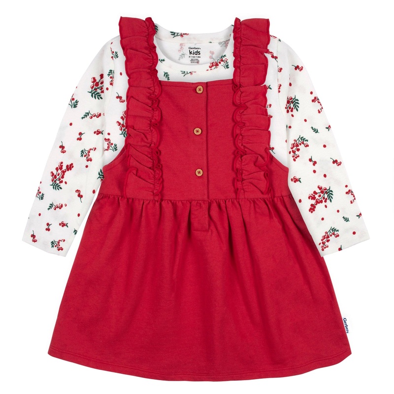 2-Piece Infant Girls Red Holly Berries Jumper & Top Set, 18M