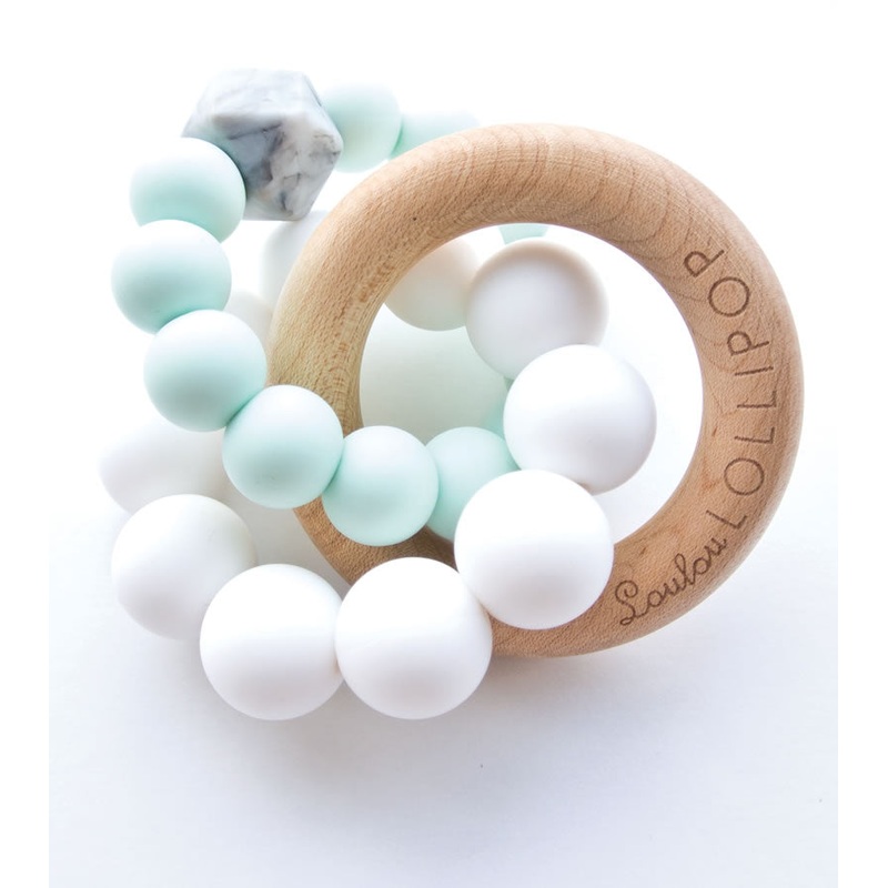 Loulou Lollipop Trinity Wood + Silicone Teether – Mint